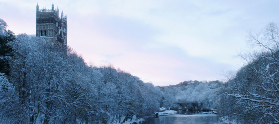 "A snowy scence of Durham in Winter"